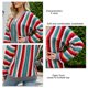 thumbnail image 5 of Suéter con frente abierto para mujer, cuello en V, bloques de color, rayas, ajuste holgado, prendas de vestir exteriores de punto con botones, gris XL, 5 of 6