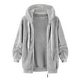 thumbnail image 3 of TOWED22 Womens Winter Fuzzy Jacket Hooded Color Block Patchwork Cardigan Coats Oversized Fluffy Outerwear Pockets(Blue XXL), 3 of 6