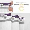 thumbnail image 5 of Purple Grey Striped No Hook Shower Curtain Waterproof,Bathroom Curtains with Snap in Liners and See Through Top Window,Modern White Abstract Art Aesthetics Hotel Bathtub Curtains Shower 54"Wx78"L, 5 of 8