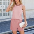 thumbnail image 5 of vigerkar Womens Summer 2 Piece Sets 2025 Ribbed Knit Crew Neck Sleeveless Tank Tops With Shorts Casual Lounge Matching Set Pink, XL, 5 of 9