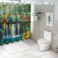 thumbnail image 7 of Orinice Tropical Parrot Shower Curtain Spring Nature Forest Waterfall Colorful Birds on The Branch Summer Lush Jungle Plant Natural Landscape Bathroom Polyester Fabric Curtain Set  69x72, 7 of 7