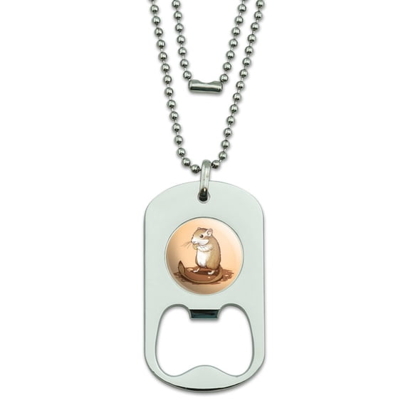 Gerbil Cute Rodent Pet Military Dog Tag Bottle Opener Pendant