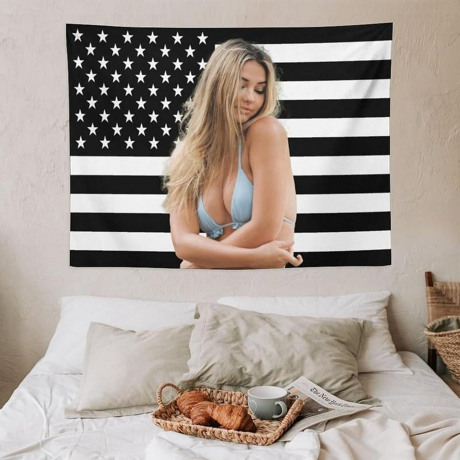 YKHJSDMZ Madelyn Star Cline Tapestry Pink American Flag Wall