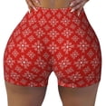 thumbnail image 2 of Rateoe Red White Snowflakes Printed Power Workout Shorts for Women Tummy Control Squat Proof Ribbed Thick Seamless Scrunch Active Short-Medium, 2 of 8