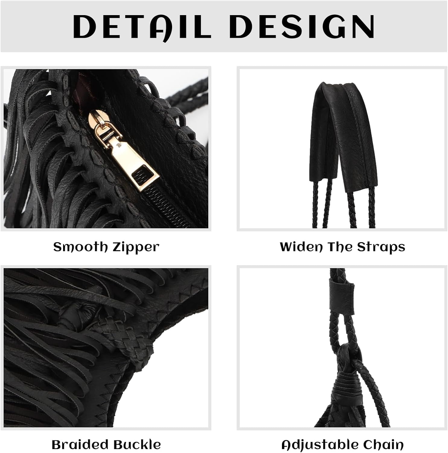 Vintage Fringe hobo bags for Women Vegan Faux Suede Leather Tassel Crossbody Bag Fringe Purse