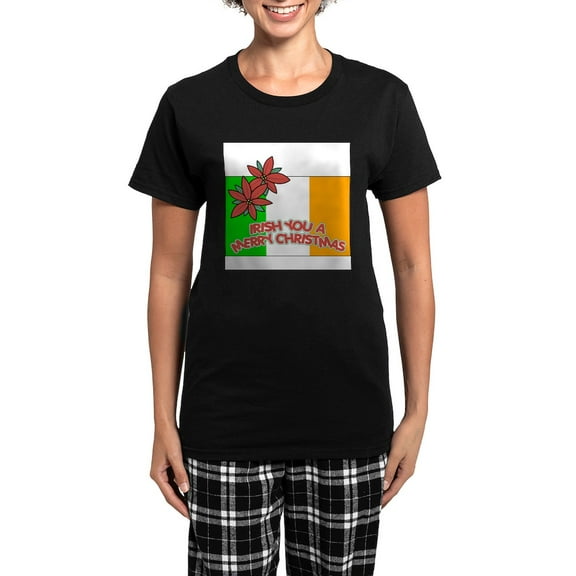 CafePress - FIN Irish Merry Christmas Women's Dark Pajamas - Women's Short Sleeve Print T-Shirt and Pants Dark Cotton Pajama Set