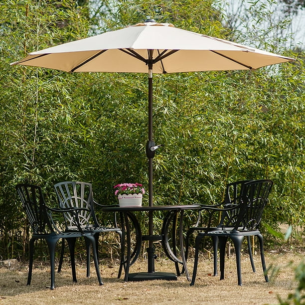 Amada 9 Ft Patio Umbrella With 50 Lbs Concrete Umbrella Base Walmart Com Walmart Com