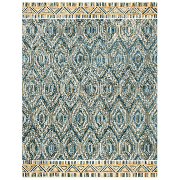 SAFAVIEH Aspen Sylvester Geometric Wool Area Rug, Blue/Gold, 8' x 10'