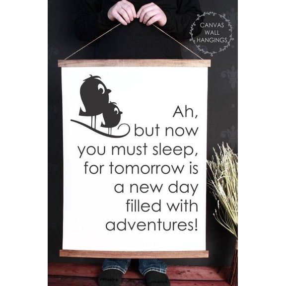 Wood Canvas Sign Wall Hanging, Nursery Go To Sleep Wall Art Baby Décor 23x30-Inch