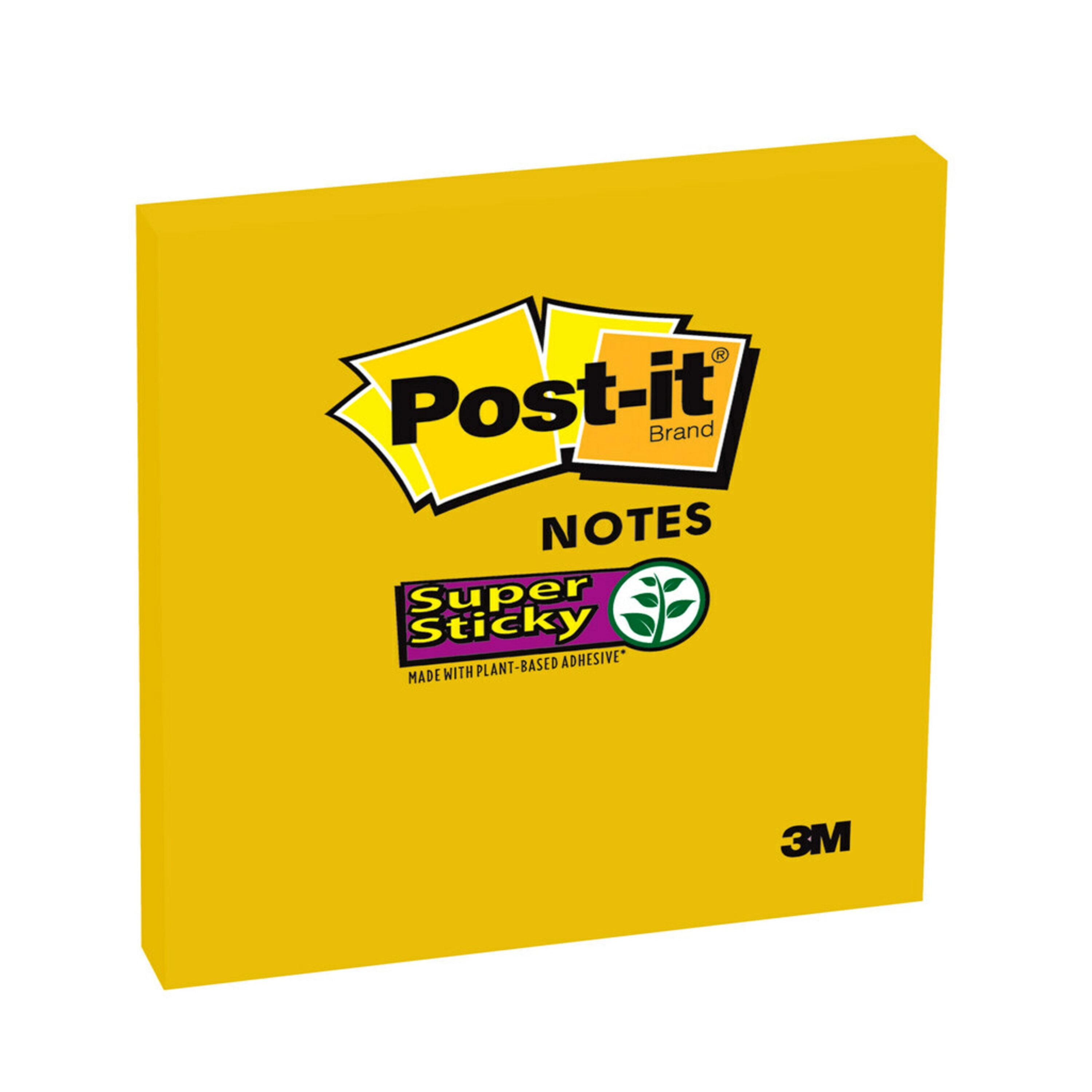 Postit Super Sticky Notes, 3" x 3", Electric Yellow, 1 Pad