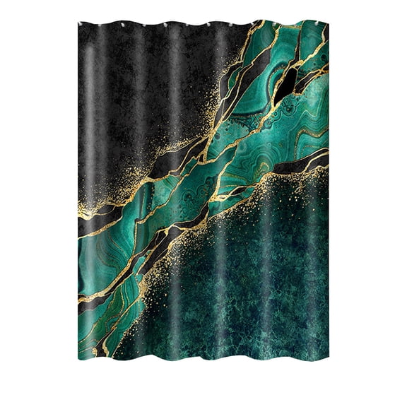Kezqiaxn Black Green Marble Shower Curtain, Modern Gold Veins Exotic Moroccan Green Malachite Glitter Bathroom Curtain Bathtub Decor Waterproofs Fabric Machine Washable Malachite Green Green