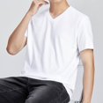 thumbnail image 4 of T Shirt for Men Black Cotton Shirts Men Mens Tee Shirts Casual Stylish Summer Cotton V Neck T Shirt Stretch Active Short Sleeve Moisture Wicking Undershirt 2025, 4 of 5