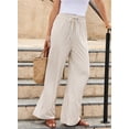 thumbnail image 7 of Eytino Trousers Pants for Women Striped Drawstring Wide Leg Elastic Waist Pants Casual Trousers with Pockets, 7 of 7