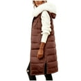 thumbnail image 6 of adviicd Womens Puffer Vest Winter Hooded Sleeveless Zip Up Long Puffy Fur Trim Jacket Warm Thick Quilted Coats with Pockets (Brown, 5XL), 6 of 9