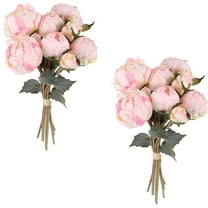 Pink Peonies Artificial Flowers 2 Bouquets Vintage Peonies 18pcs Pink Peonies with Single Long Stems Silk Flowers for Wedding Decoration Bride Bouquet Flowers Crafts Floral Arrangement (Pink)