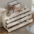 thumbnail image 3 of WAMPAT 6-Drawer Dresser, 63" Wide Storage Chest with Metal Base, Modern Wood Kids Dresser, Bedroom/Living Room/Hallway Use, Light Oak, 2 Pack, 3 of 8