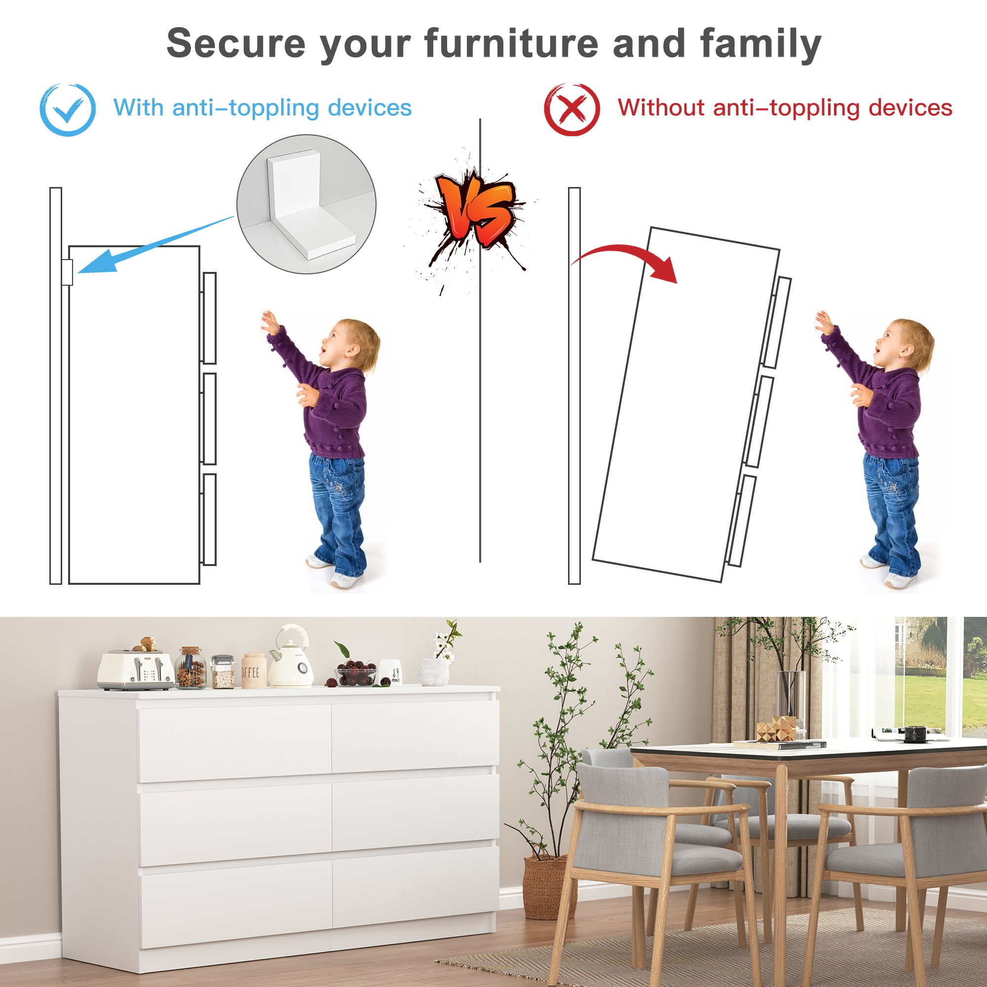 Finihen 6 Drawer Double Dresser, Modern 6 Chest of Drawers with Deep Drawers, Wide Storage Organizer Cabinet for Living Room, Kids, White Finihen 6 Drawer Double Dresser, Modern 6 Chest of Drawers with Deep Drawers, Wide Storage Organizer Cabinet for Living Room, Kids, White