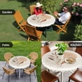 thumbnail image 4 of Beige Geometric Round Tablecloth for 45-54 Inch Tables, Fitted Table Cover with Elastic Edge, Modern Abstract Art Botanical Waterproof Outdoor Table Cloth Protector for Patio Garden Dinner Picnic, 4 of 9