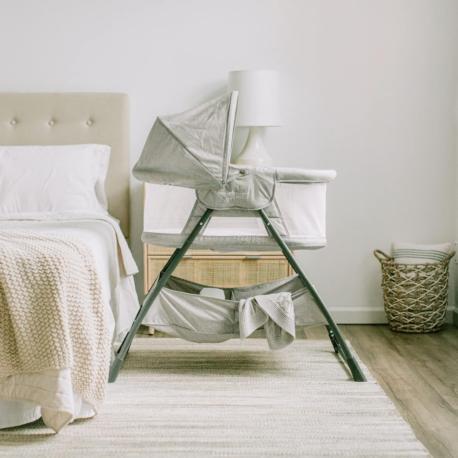 Baby Delight Beside Me Doze Deluxe Bedside Infant Bassinet, Gray, 0-5 Months, JPMA Certified