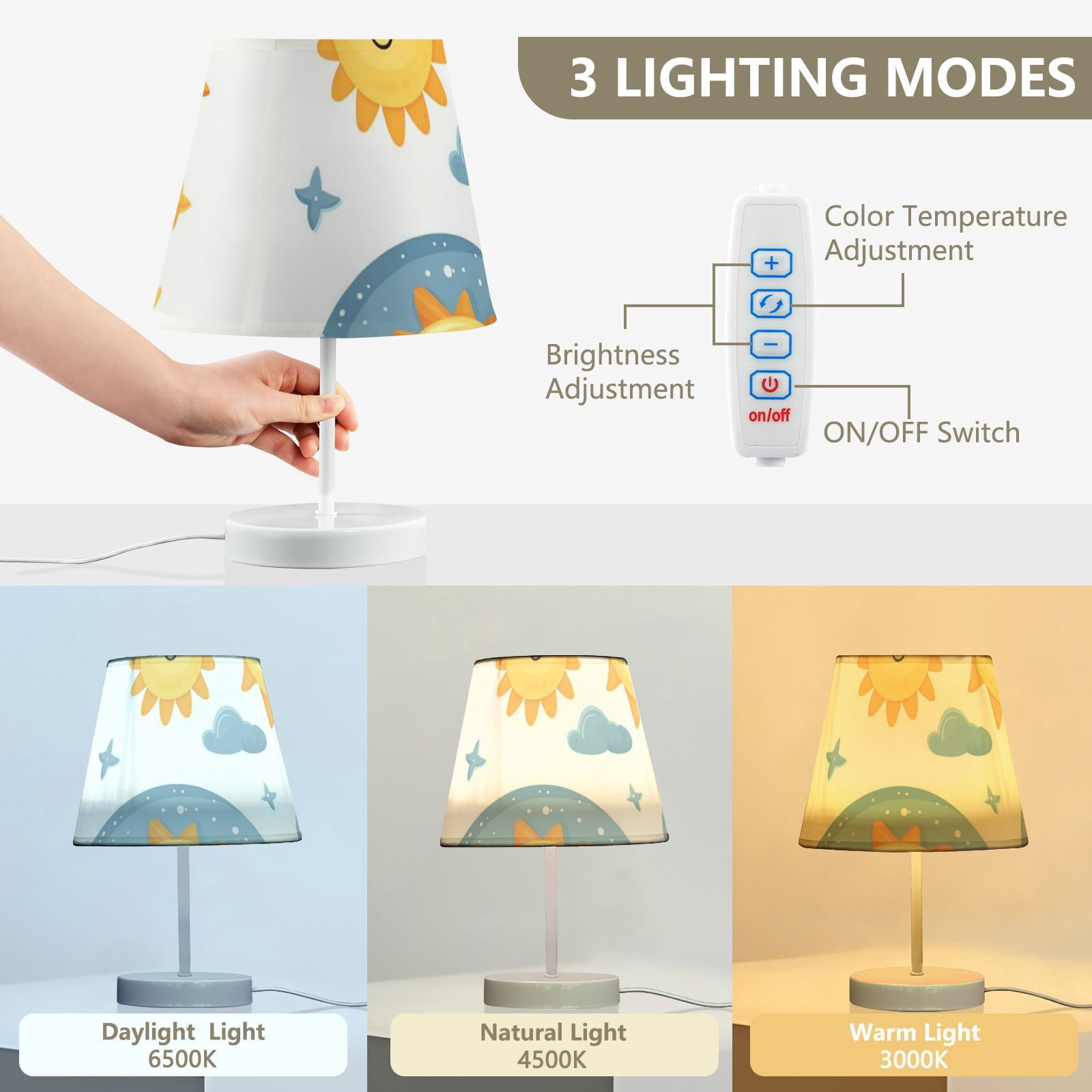 Sun Clouds Stars LED Desk Lamp Table Lamp USB Bedside Nightstand Small Lamp for Bedroom Living Room Kids Room
