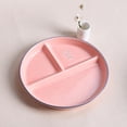 thumbnail image 2 of HAHDAXIA Round Shape Smile Sun Ceramic Divided Plate Dessert Salad Plate Dinner Plate for Portion Control - 8 Inch (Set of 2,Pink), 2 of 7