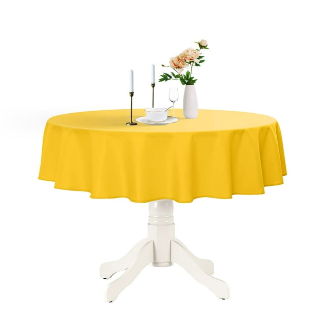 Romanstile Round Nappe Imperméable Résistant aux Taches Lavable Nappes Polyester Housses de Table Sans Rides pour la Cuisine Dîner Fête Mariage Intérieur et Extérieur - Yellow, 108 Inch