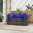 thumbnail image 1 of vidaXL Garden Corner Sofas with Cushions 2 pcs Grey Poly Rattan, 1 of 5