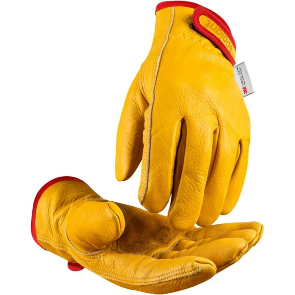 Winter Leather Work Gloves, Warm 3M Thinsulate Lining for Cold Weather Work, Thermal Insulated Gloves