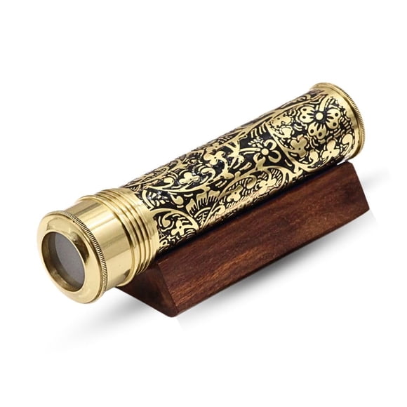 RII Etched Brass Handmade Kaleidoscope Explore Endless Colour with Lampworking Glass Beads, Wooden Display Stand, Dry Object Chamber- A Unique Gift and A New Addition Ad