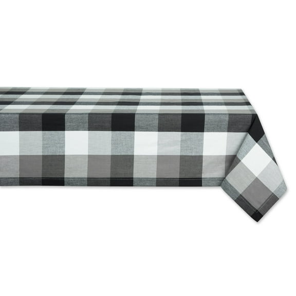 Black Tri Color Check Tablecloth 52x52"