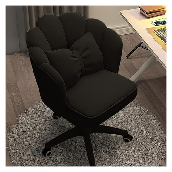 Vanity Chair with Wheels Velvet Petal Desk Chair Upholstered Tufted Home Office Chair for Women Girls, Height Adjustable Makeup Task Chair for Bedroom Living Room