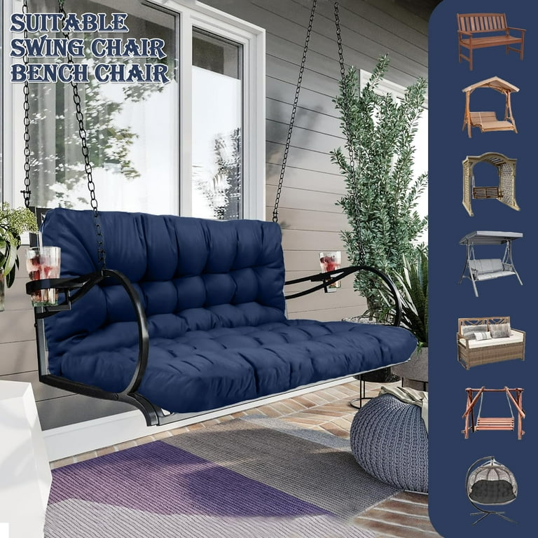 Replacement Cushions for Swing Waterproof Porch Swing Cushion 2 3 Seat Outdoor Bench Cushion with Backrest for Patio Furniture Garden Porch Loveseat