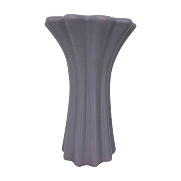 Modern Ceramic Flower Vase with Ruffled Rim & Vertical Fluted Texture for Dried Flowers Minimalist Home Decor for Living Room and Table Centerpieces
