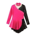 thumbnail image 5 of inhzoy Kids Girls Floral Lace Patchwork Figure Skating Dress Ballet Dance Leotard Hot Pink 14, 5 of 7