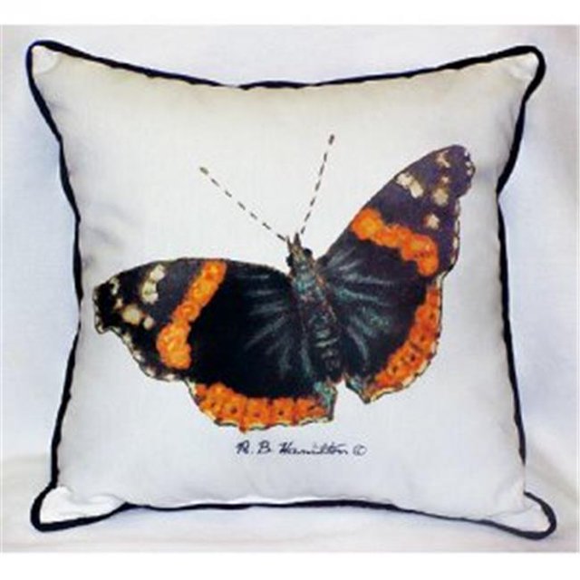 Betsy Drake HJ762 Oreiller Papillon Amiral Rouge- 18 x 18 Po.