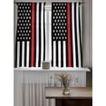thumbnail image 4 of Red White Stripe Fireman American Flag Curtains 45 Inch Length,Sheer Curtains for Bedroom Living Room Window Fire Fighter USA Flags Voile Drapes Kitchen Curtains Small Half Window 42"x45" 2 Panels, 4 of 7