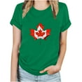 thumbnail image 2 of WREESH Patriotic Maple Leaf Graphic Tee Women's Short Sleeve Summer Top with Round Neck Green, 2 of 5