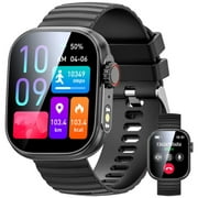Men Women Smart Watch 2.01 inch Touch Screen Watch,IP67 Waterproof Smart Watch for Android Ios (Black)