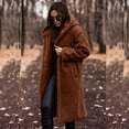 thumbnail image 2 of Hfyihgf Women's Winter Coats Fuzzy Fleece Long Hooded Jackets Button Down Sherpa Faux Fur Warm Long Outwear with Pockets Brown S, 2 of 7
