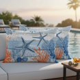 thumbnail image 2 of Summer Ocean Outdoor Pillow Covers Pack of 2 Nautical Sea Orange Blue Starfish Corals Blue Wood Grain Waterproof Throw Pillow Covers Decorative Cushion Cases for Patio Garden Tent Balcony 20x12 inch, 2 of 9