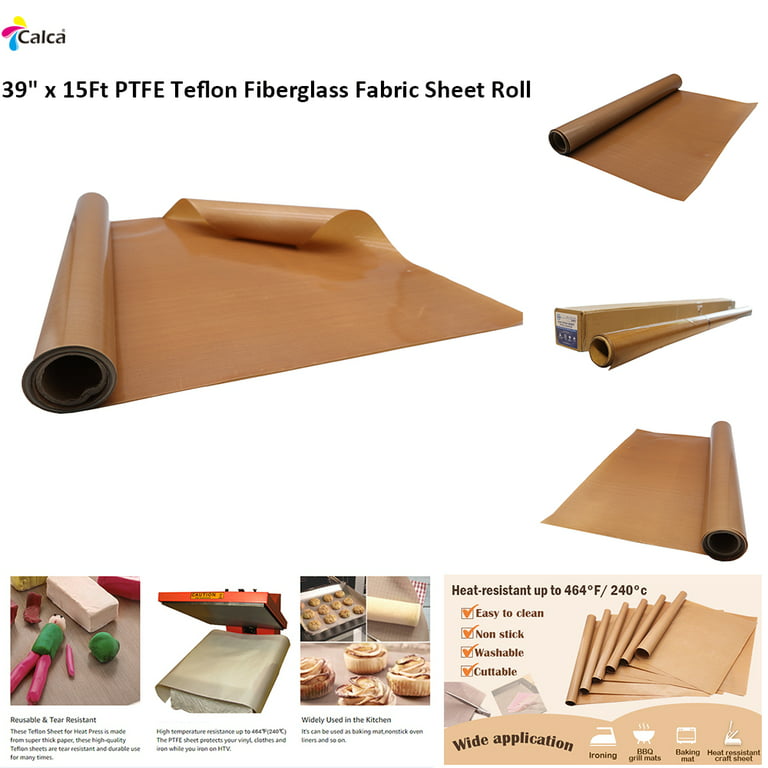 CALCA 39 x 15Ft PTFE Fiberglass Fabric Sheet Roll Teflon Coated