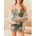 thumbnail image 5 of Ekouaer Satin Pajama Set for Women 2 Piece Camisole Top and Shorts Silk Lingerie with Ruffle Floral Nightwear, 5 of 6