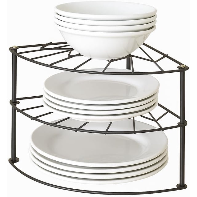 Esquinero Organizador De Cocina 3 Niveles para Cocina y Alacena Estante de Metal Organizador de platos Negro Resistente a la Oxidación, Ahorra Espacio en Encimera