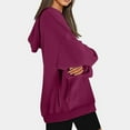 thumbnail image 3 of Cmfcve Women's Fashion Hoodies & Sweatshirts Casual Solid Color Long Sleeve Hooded Sweatshirt Crew neck Pullover Fall Workout Top Blouse with Pocket, 3 of 6