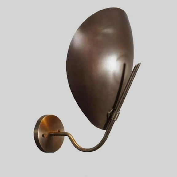 Mid Century Modern Italian Brass Wall Sconce with Handmade Curved Disk Shades Lighting 1 Lights Fixture (Single Piece)