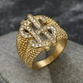 thumbnail image 4 of HIJONES Men's Stainless Steel White Zirconia Inlaid Dollar Sign Rich Ring Lucky Wedding Couple Band Gold Size 13, 4 of 6