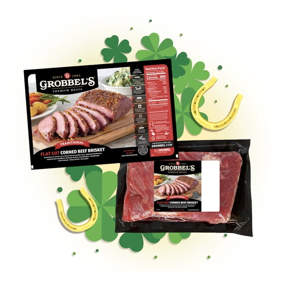 Grobbel's Fresh Corned Beef St. Patrick's Day Brisket Flat, 1 Count, 2-5 lbs