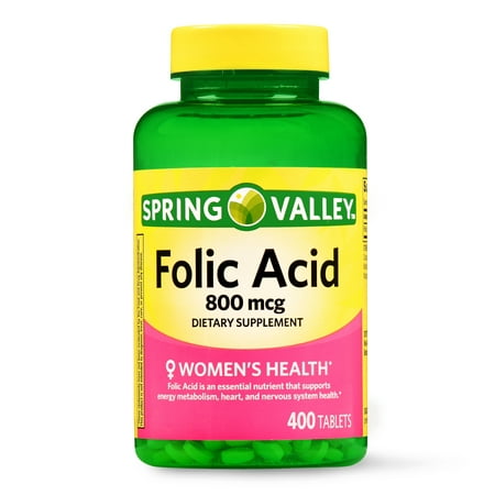 (2 Pack) Spring Valley Folic Acid Tablets, 800 mcg, 400