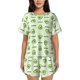 thumbnail image 1 of Fotbe Green Avocado Conjunto de Pijama Estampado para Mujer, 2 Piezas, Ropa de Dormir con Camiseta de Manga Corta y Shorts Suaves-Medium, 1 of 6
