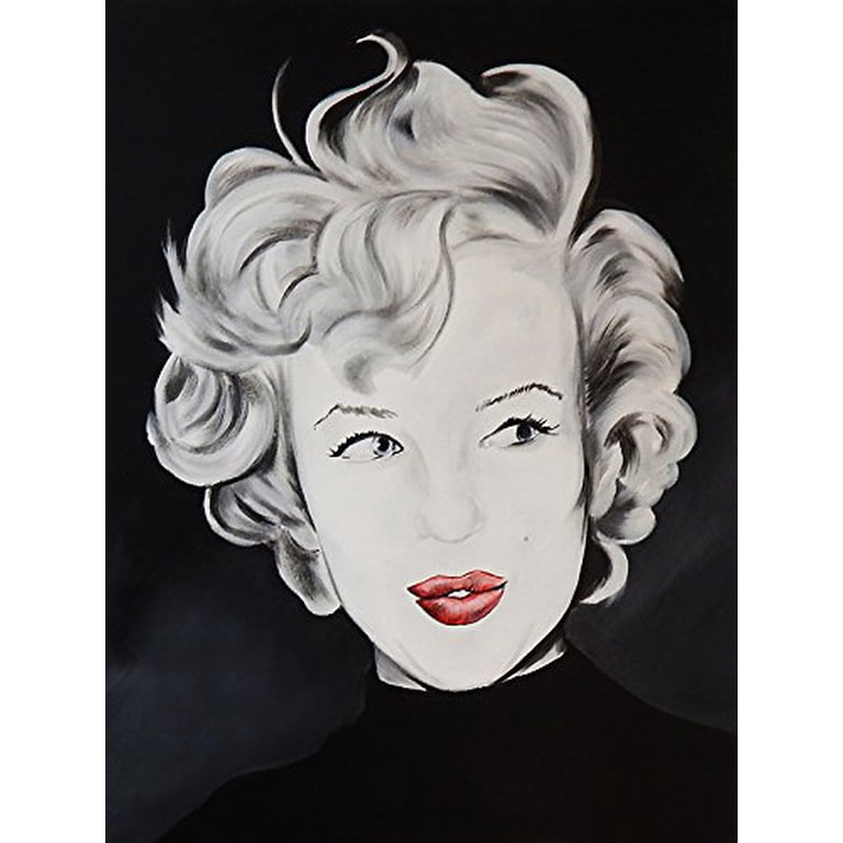 Marilyn Monroe Poster Black And White With Red Lips